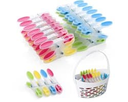 Mand, kunststof, clothes pegs met antislip siliconen, meerkleurige wasknijpers, laat geen sporen achter voor ondergoed, broeken, T-shirts, sokken