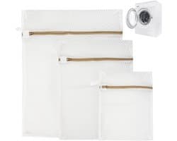 Wasnet klein in 3 maten (25x30cm, 30x40cm, 40x50cm), fijnmazige wasbeschermende zakken met ritssluiting voor fijne was, bh, ondergoed en sokken