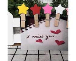Wasknijpers 50 Stuks - Sterren Houten Wasknijpers - Mini Clips - Kleurrijke Fotoclips - Ambachtelijke Decoratie - Afmetingen 3 x 0,4 cm - Decoratieclips