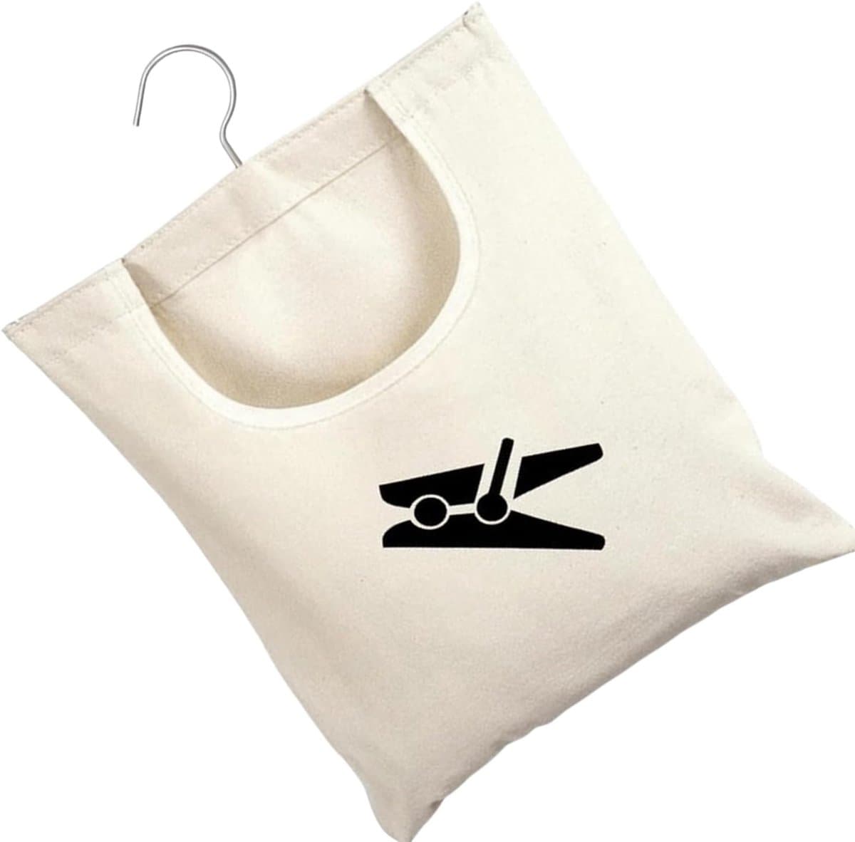 Wasknijperzak 32x28 cm - Canvas met draaibare haak - Ruimte voor wasaccessoires - Geschikt voor binnen en buiten - ShopVlot — afbeelding 1