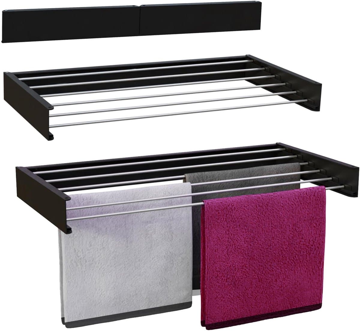 Dailygoods- Droogrek 6 m opvouwbaar - Wanddroogrek - Ruimtebesparend - Aluminium - Compact 100 x 10 x 50 cm - Stijlvol ontwerp - Wasrek — afbeelding 1