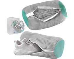Thijox - 2 Stuks Herbruikbare Schoenenzakken voor Wasmachine - Waszakken met Ritssluiting voor Sneakers, Sportschoenen en Meer - Grijs, 360 Graden Bes