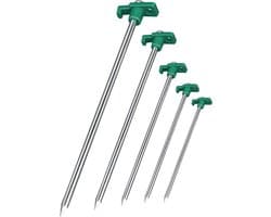 24x anti-roest rotsgrondpennen groen-zilver Ø 07 cm 25 cm lengte - gegalvaniseerd staal - bevestiging in de grond