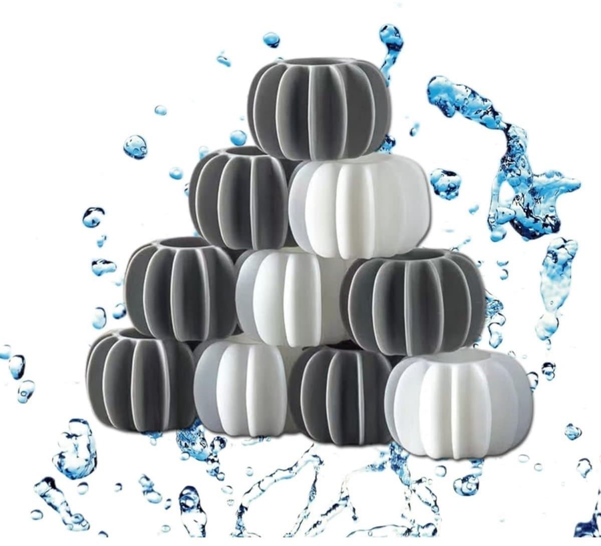 Daity 50-pack - Herbruikbare anti-klit wasballen voor wasmachines - siliconen stoomdrogerballen (grijs en wit) — afbeelding 1