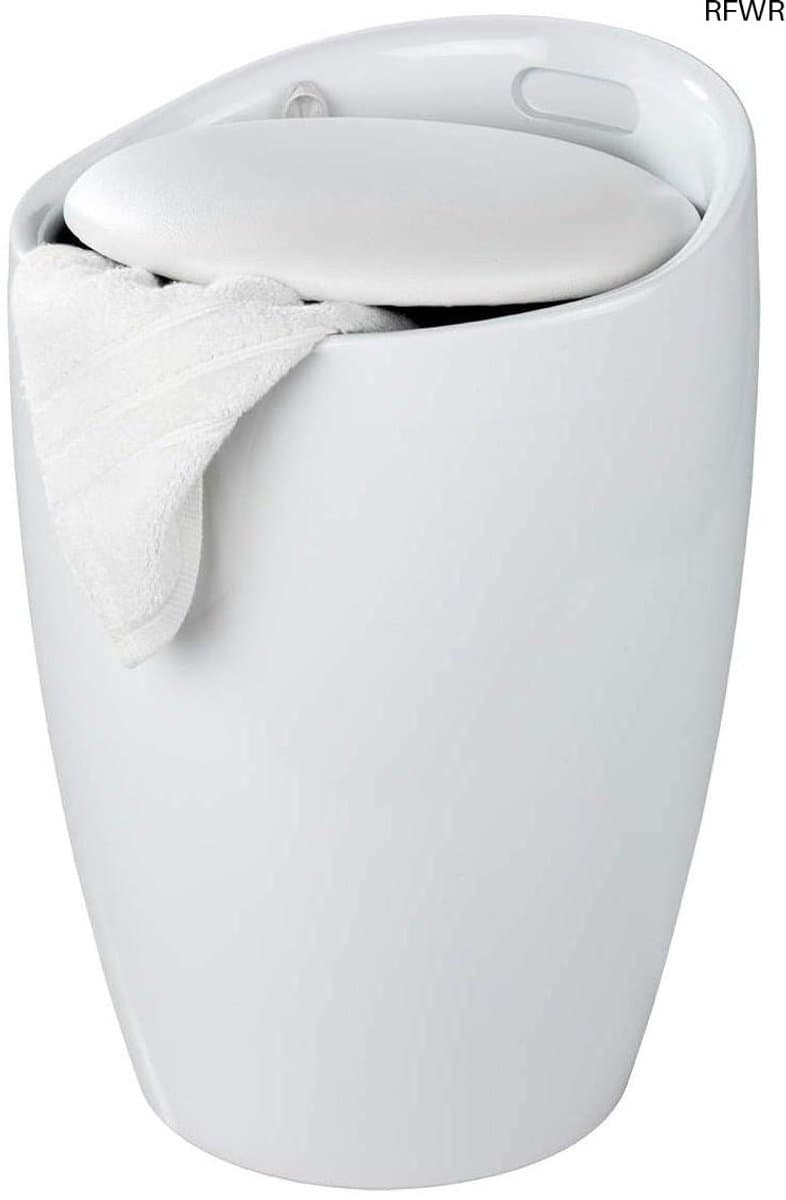 RFWR® Moderne ronde badkamerkruk met wasmand en comfortabele zitting — afbeelding 1