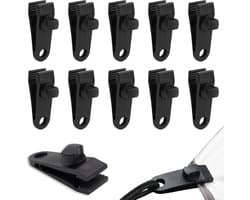 10-pack - Tentbevestigingsclips - Tarpclips / Tentbevestigingsclips Verstelbare zeilclips / Luifelklemmen - Zwart