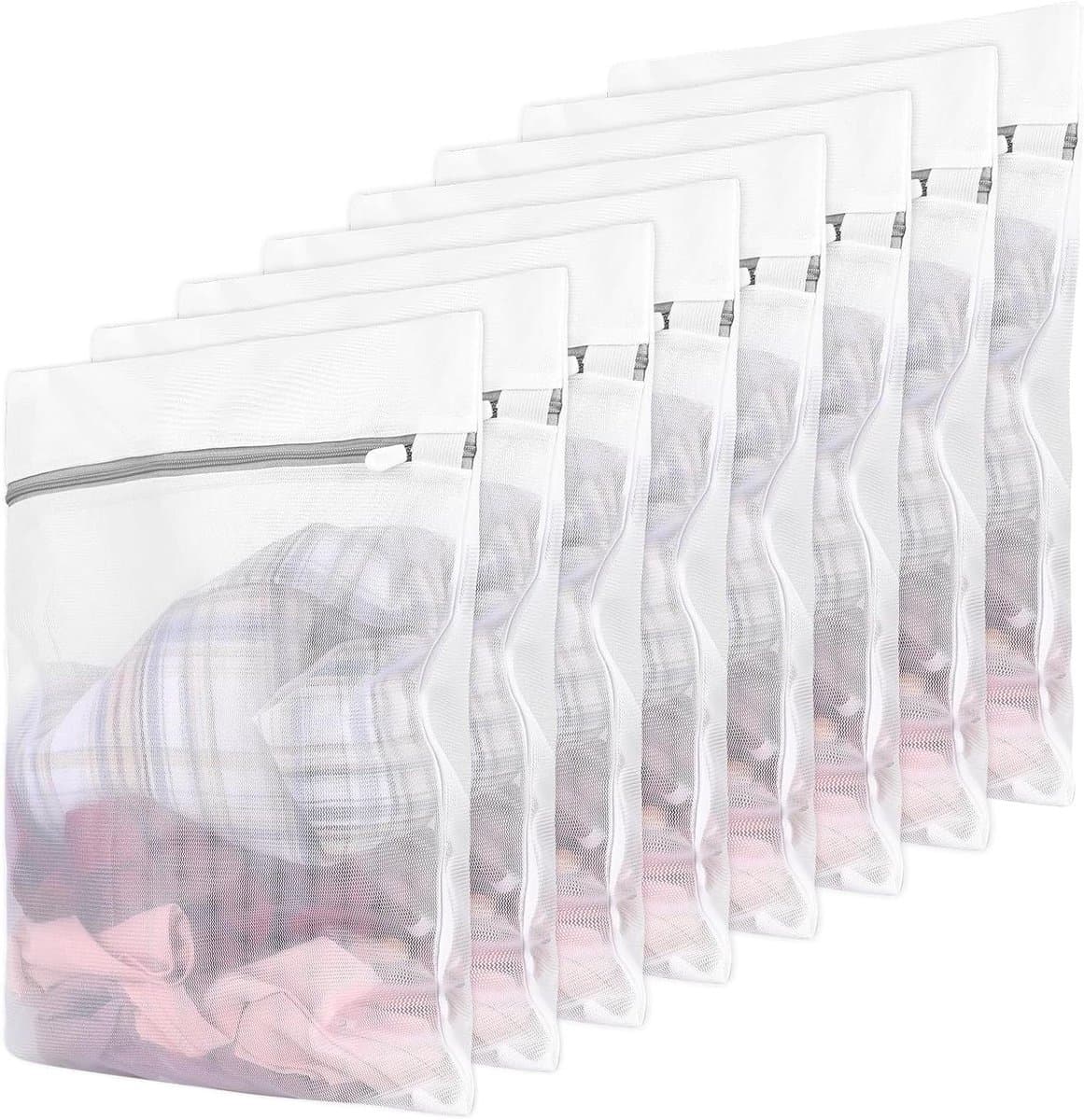 Allecta - Set van 8 wasbare mesh waszakken voor delicate was - reizen - lingerie - sokken - beha's - broeken - schoenen - maskers - ondergoed (40 x 30 cm) — afbeelding 1
