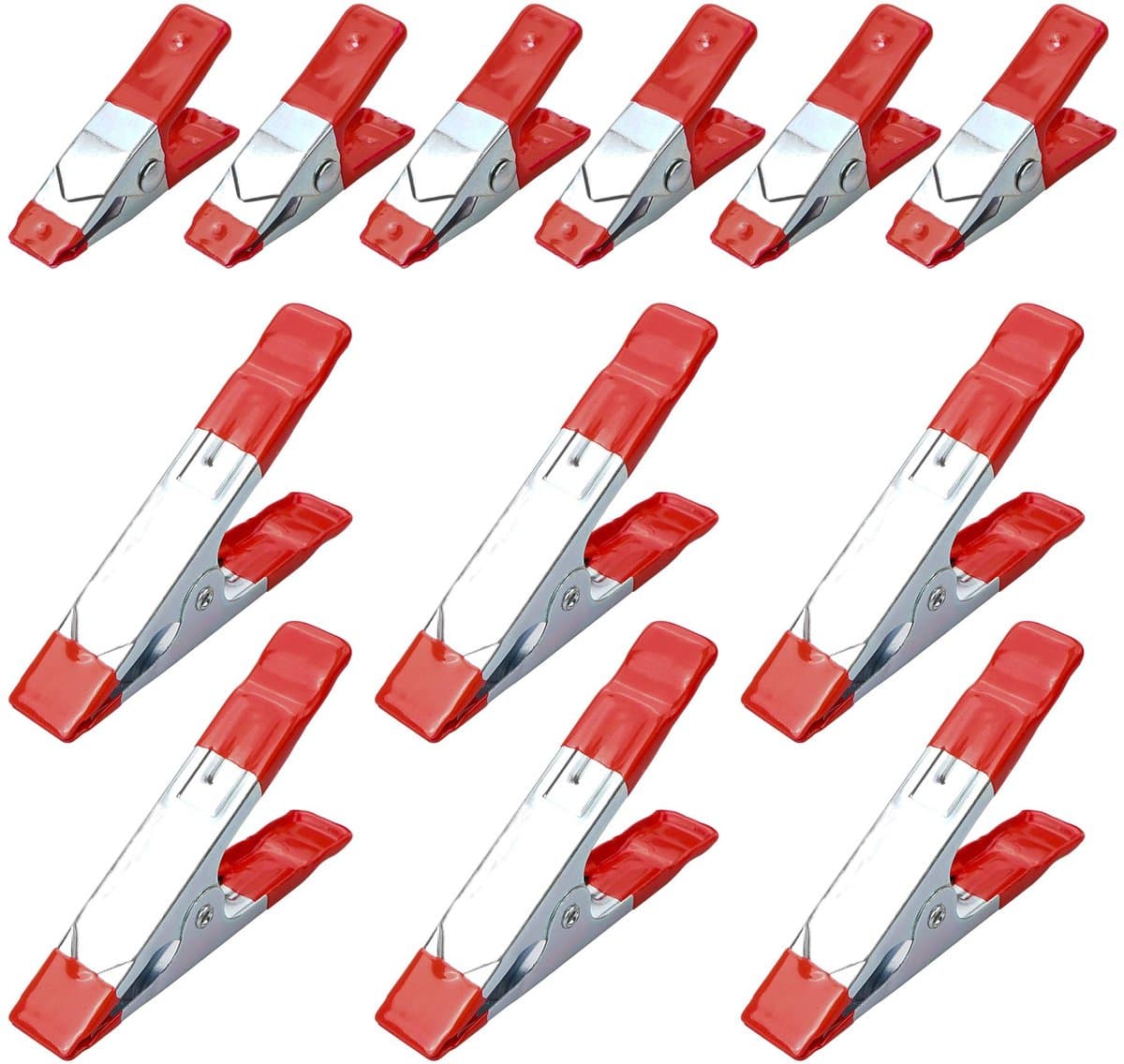 Unyqoos® Set van 12 veelzijdige metalen veerklemmen met rubberen grip voor diverse toepassingen — afbeelding 1