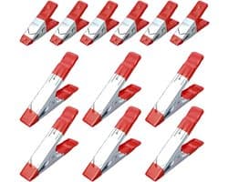 Unyqoos® Set van 12 veelzijdige metalen veerklemmen met rubberen grip voor diverse toepassingen