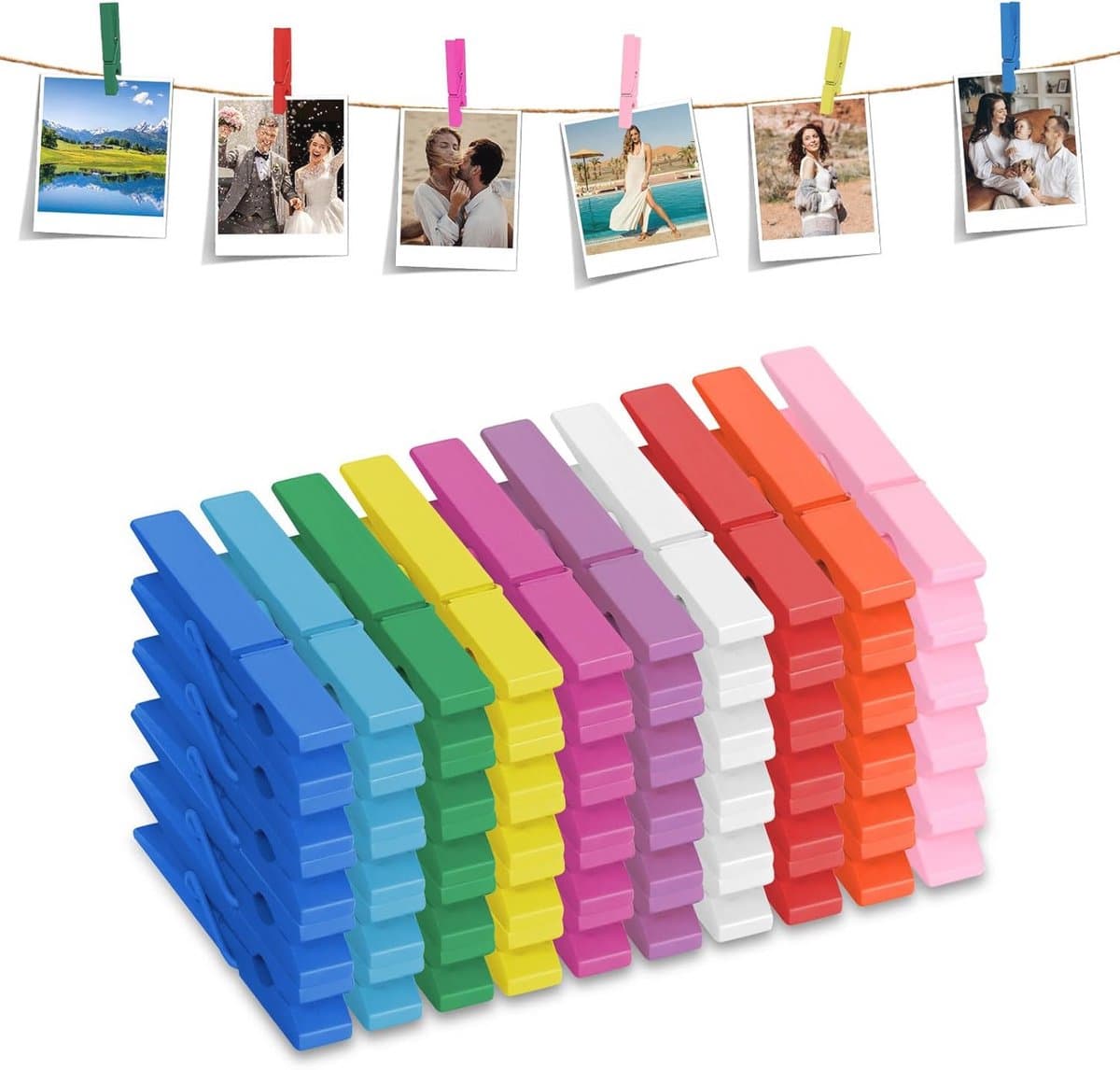 Kleurige houten wasknijpers - 50 stuks - Ideaal voor foto's en collages — afbeelding 1