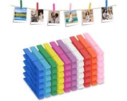 Kleurige houten wasknijpers - 50 stuks - Ideaal voor foto's en collages