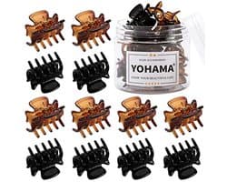 12 Stuks Kleine Haar Klauw Clips - Duurzame Mini Kaak Clips voor Kinderen en Volwassenen - Antislip Haarspeldjes in Zwart en Bruin