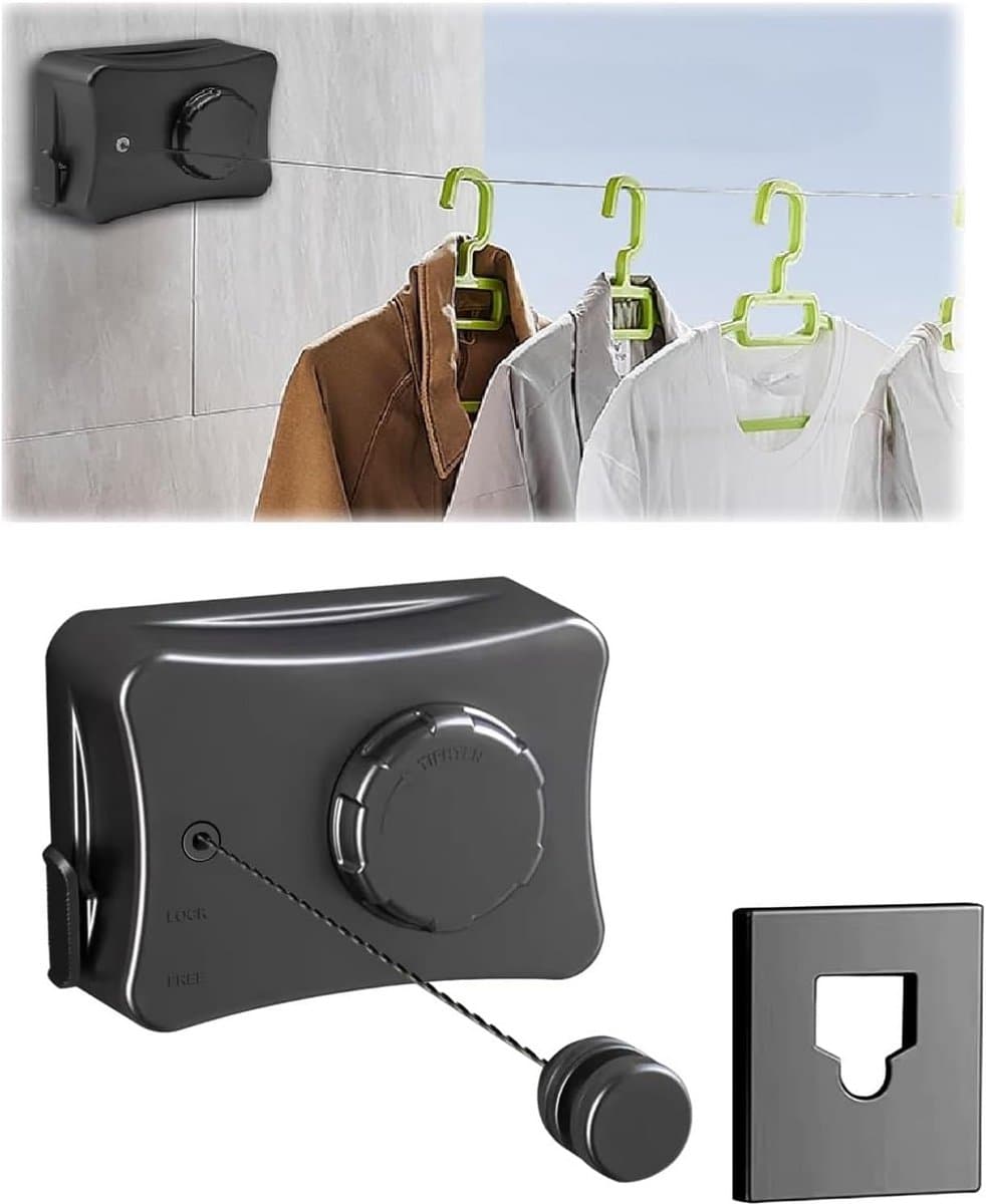 Uitschuifbare waslijn voor binnen en buiten - Roestvrijstalen drooglijn tot 13,7 meter — afbeelding 1