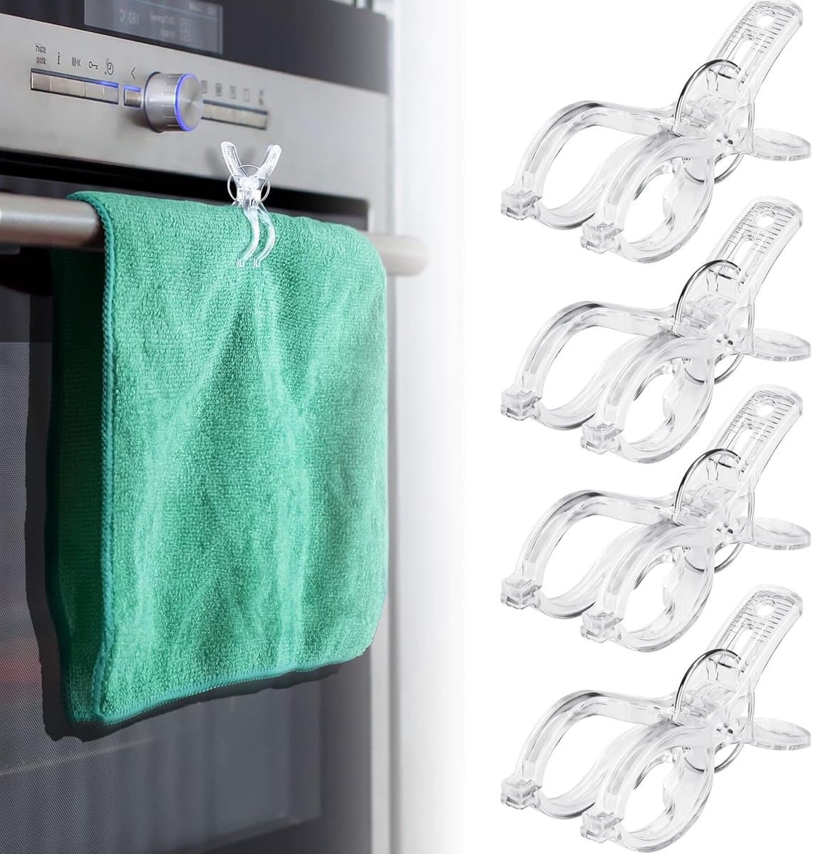 4 Stuks - Strandhanddoekclips - Plastic Quiltclips - Winddichte Handdoekklem - Kledingklem - Sterke Handdoekklem - Wasknijpers - Grote Knijpers - Grote Winddichte clip - Transparant — afbeelding 1
