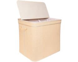 Wasmand - 170 liter - 3 vakken - opvouwbaar - bamboe — afbeelding 1