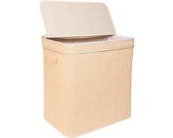 Wasmand - 130 liter - 2 vakken - opvouwbaar - bamboe — afbeelding 1