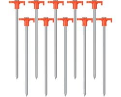 Ankers voor harde vloeren - Set van 12 stuks - Verzinkt staal - 25 cm lang - Tentaccessoires - Stabiele grondankers