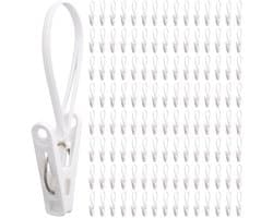 Kledingknijpers - Multi-Functionele Was haken met Touw - 90 Stuks Witte Kledingknijpers