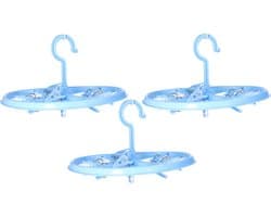 DID Droogcarrousel/droogmolen - 3x - blauw - met 12 knijpers - 26,5 cm
