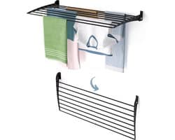 Foxydry Fold 116 cm DOWN - black - wasdroogrek wandmontage clicksysteem - neerwaartse sluiting - 116 x 50 x 10 cm