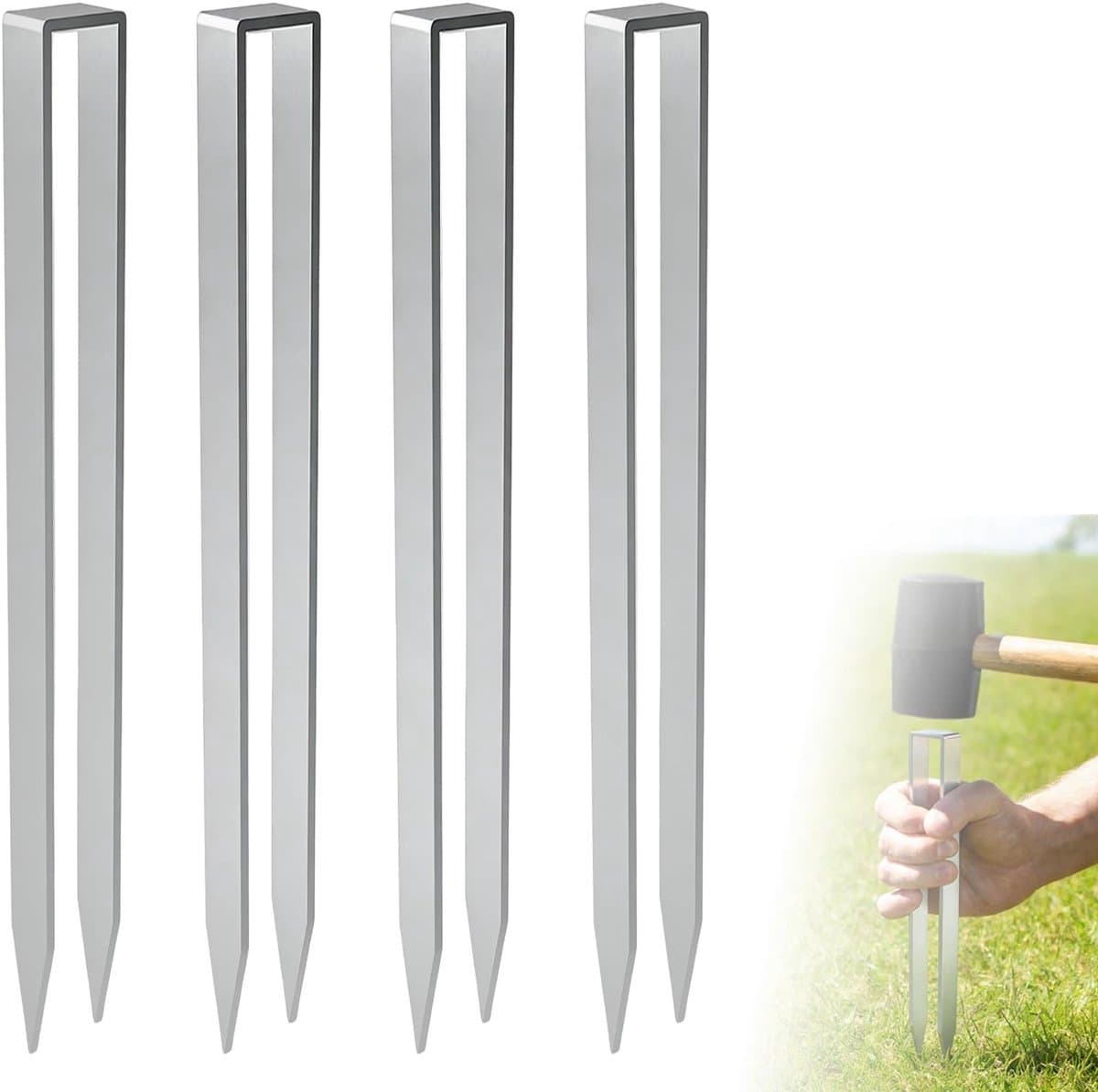 Dailygoods- Grondankers U-vormig 4 stuks - Roestvrij Staal - Robuuste Bevestiging - Voor Rozenbogen - Tuin en Outdoor Structuren - Corrosiebestendig - Tuinankers — afbeelding 1