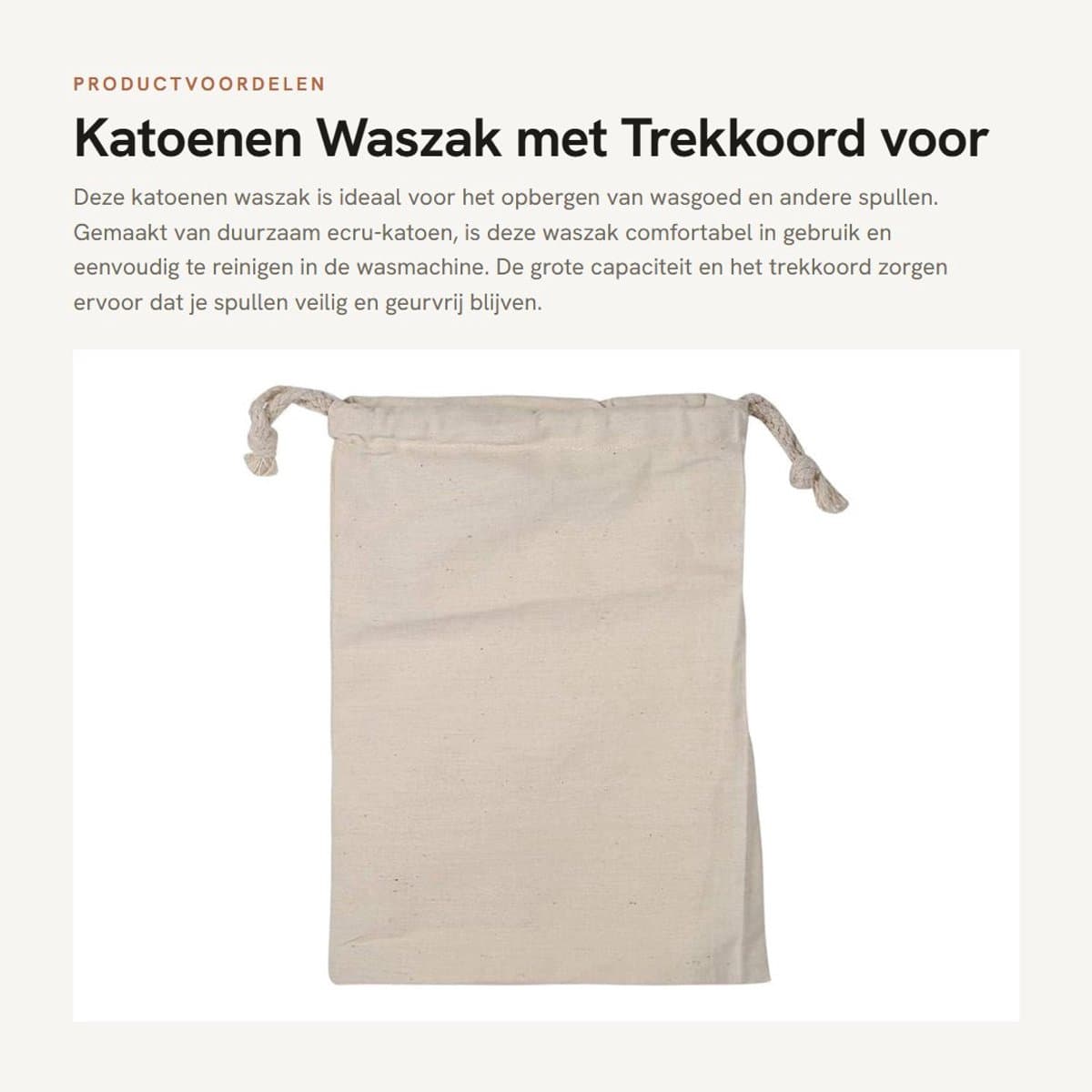 Dailygoods- Waszak Grote Capaciteit - Katoenen Waszak - Heavy Duty - Trekkoord - Opslag - Ecru Katoen - Machinewasbaar - Wasmand — afbeelding 1