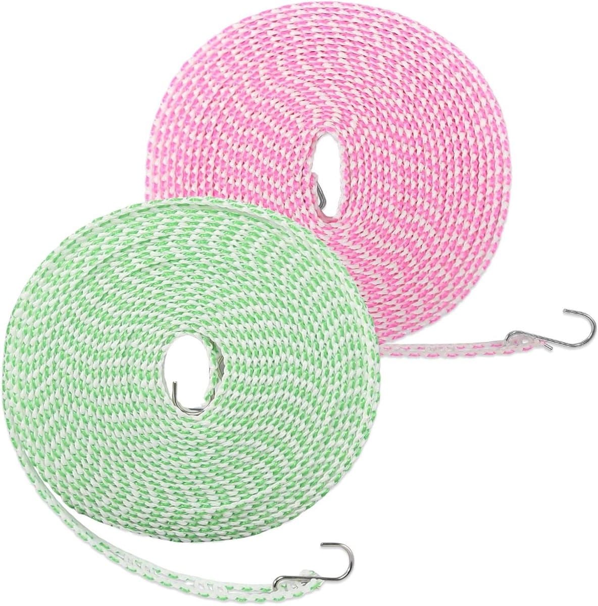 Waslijn 2 stuks - Droglijn Outdoor - Kleding Drogen - Rooster Scheidingswand - 16 meter - Roze Groen — afbeelding 1
