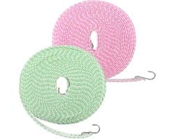 Waslijn 2 stuks - Droglijn Outdoor - Kleding Drogen - Rooster Scheidingswand - 16 meter - Roze Groen