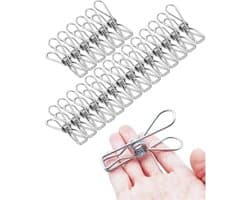 Metalen Wasknijpers - Kledingklemmen RVS - Kleding Drogen - Roestvrij Staal - 317 inch - Zilverkleurig
