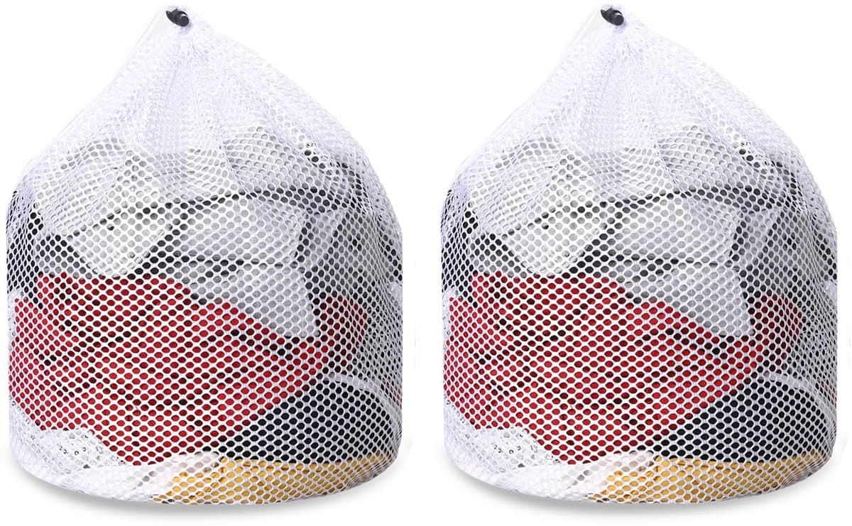 2-stuks Waszak van mesh - Trekkoordtas - Opbergtas van mesh - kledingtas met trekkoord - Verdikte mesh tas - Waszak - Opbergtas - anti-klit en anti-vervorming - 60*50 cm - Voor kleding, ondergoed, lakens, enz. - Wit — afbeelding 1