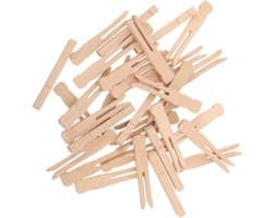 Houten Klemmen - Wasknijpers Clips - Kleding Ophangen - Gladde Afwerking - 50 Stuks - Beige