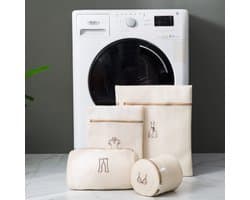 JHUBERS- Waszakken Set van 4 - Dubbel Laags - Zakken met Rits - Kledingbescherming - Duurzaam Gaas - Geschikt voor Delicate Was - Wasnetten