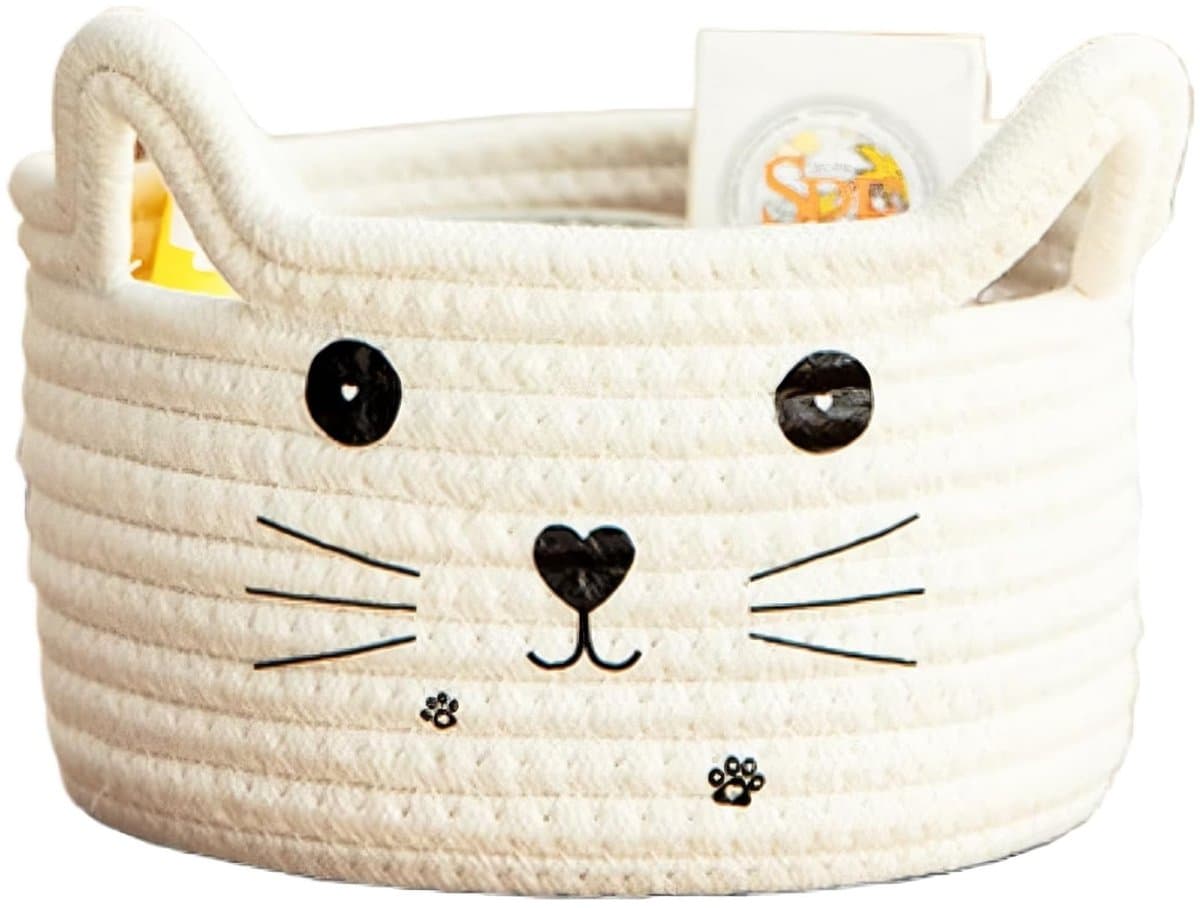 Dailygoody - Cotton Storage Basket - Opbergmand - Praktisch voor kinderen - Wit - Geschikt voor speelgoed en wasgoed - Natuurlijk katoen - Ideaal voor — afbeelding 1