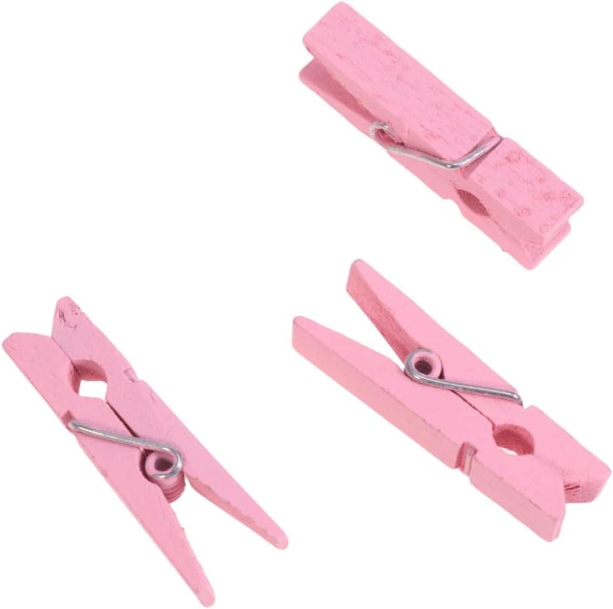 Houten Mini Clips - Decoratieve Knijpers - Foto's Ophangen - Natuurlijk Hout - 100 Stuks - Roze — afbeelding 1