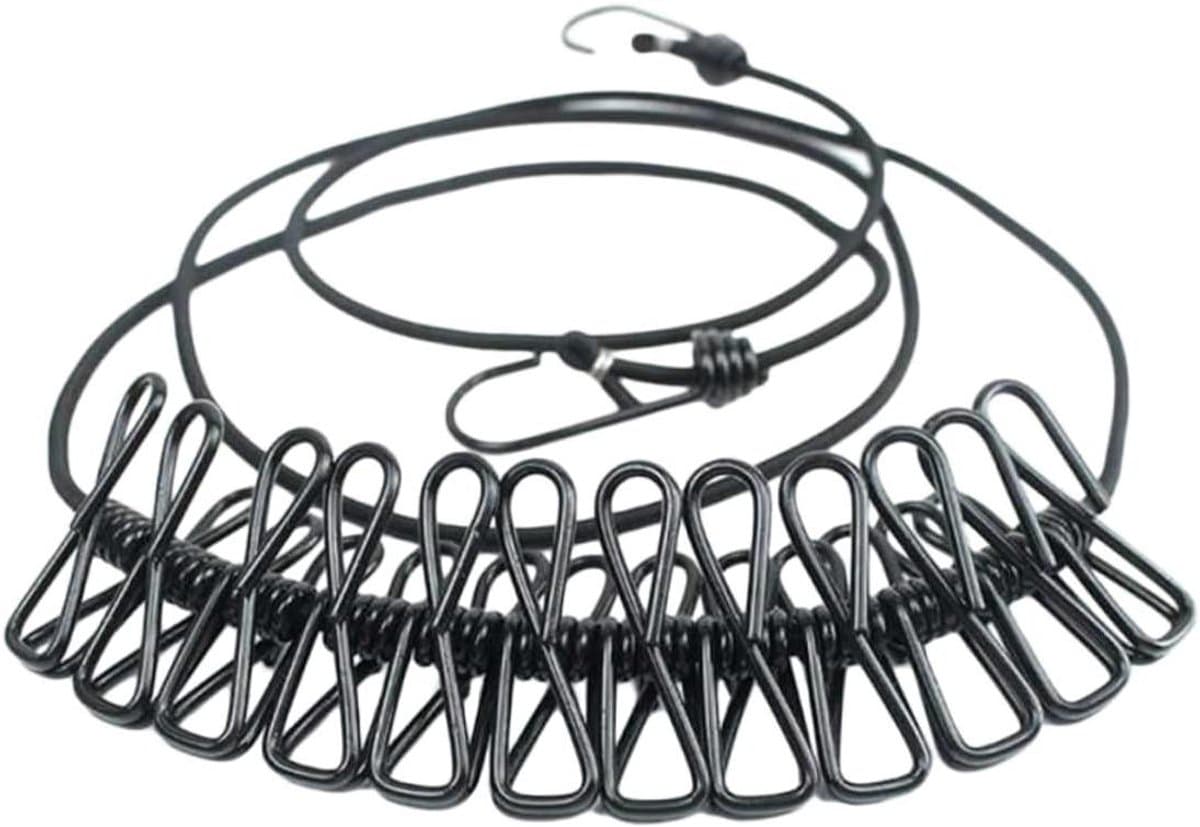 MAGICLULU Draagbare Reiswaslijn Kampeerwaslijn Met Clips 1 9 M Elastische Drooglijn Voor Thuis Kamperen En Buitenactiviteiten — afbeelding 1