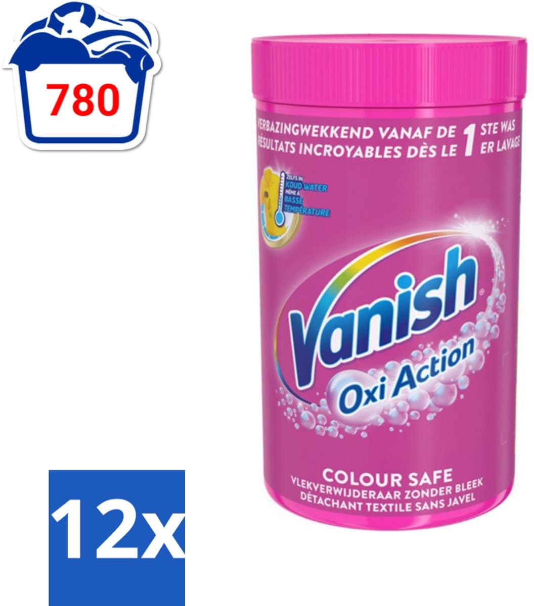 12 x Vanish Oxi Action - Veilige Kleur - Vlekkenverwijderaar Poeder - Zonder Bleek - Gekleurde Was - 1.5 Kg - Vlekkenverwijderaar - Waspoeder - Gekleurde Was - Wasmiddel - Vlekken Verwijderen — afbeelding 1