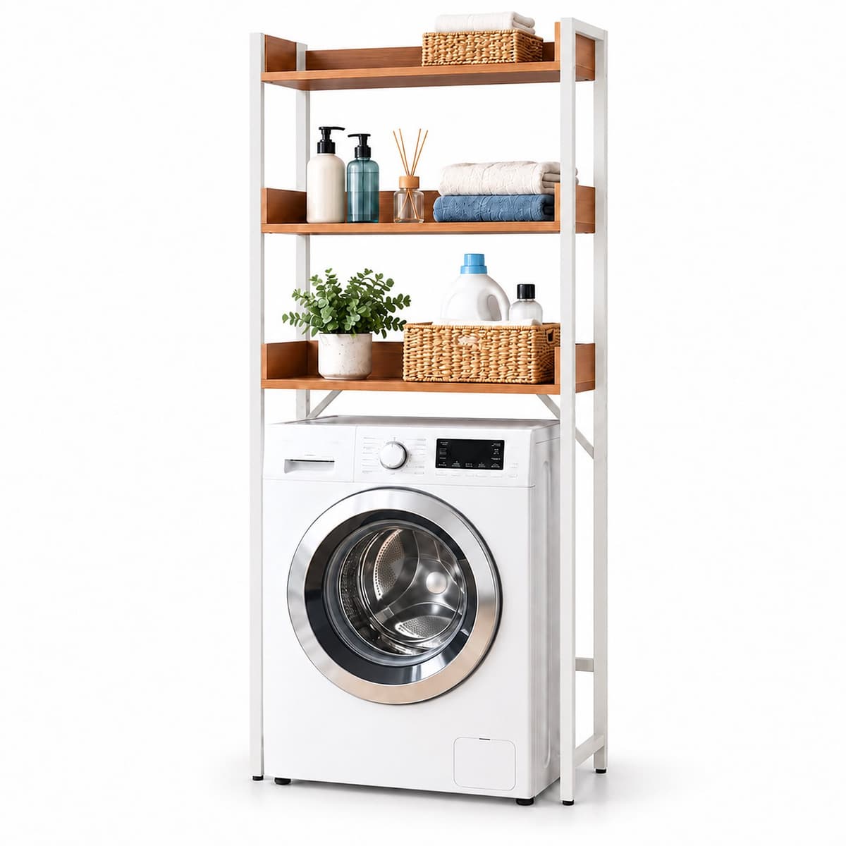 Wasmachine kast - 166x63x25 cm - natuur-wit — afbeelding 1