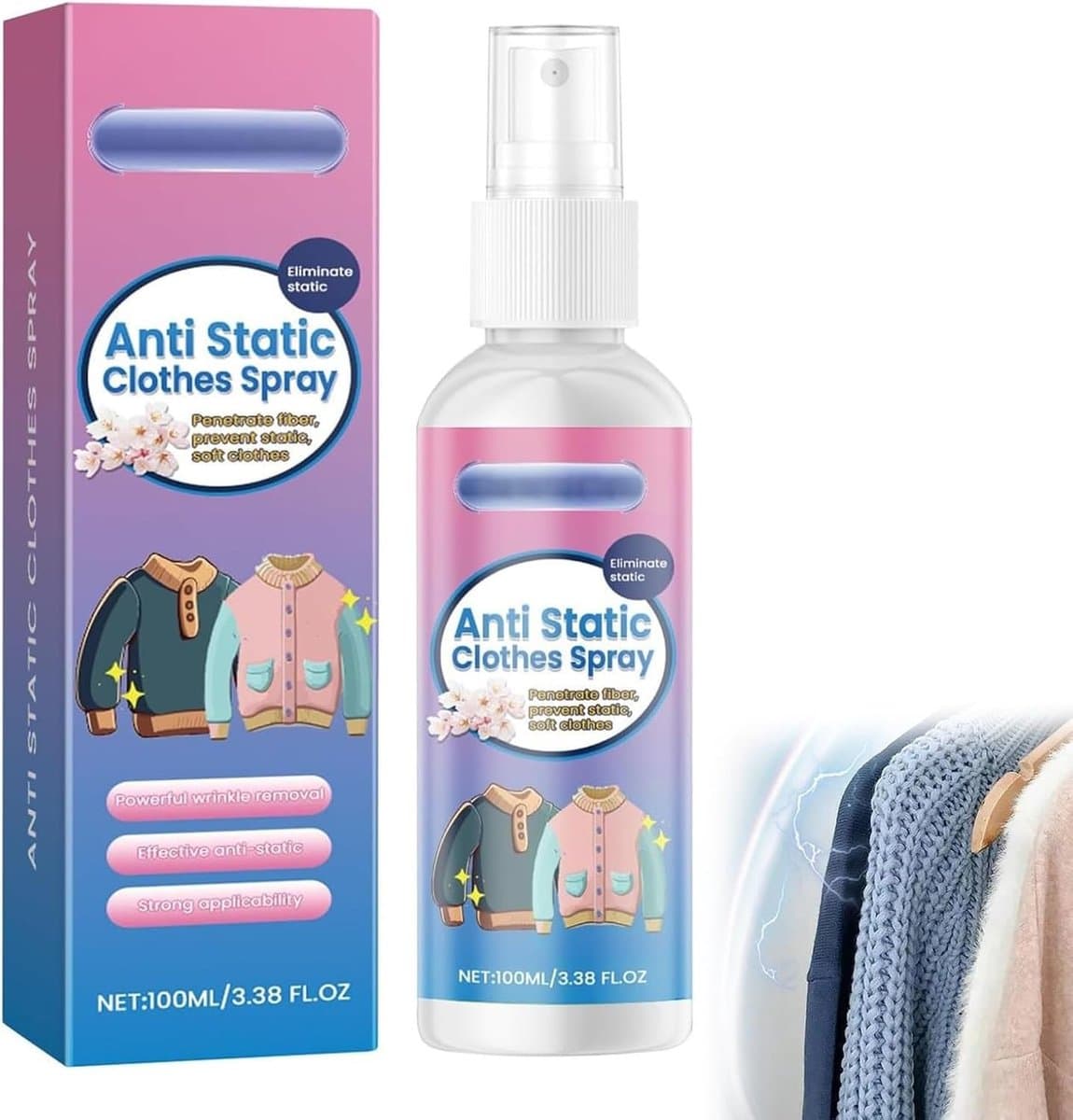 Antistatische spray voor kleding, textiel, meubels en auto's - Vermindert statische elektriciteit, 100ml — afbeelding 1