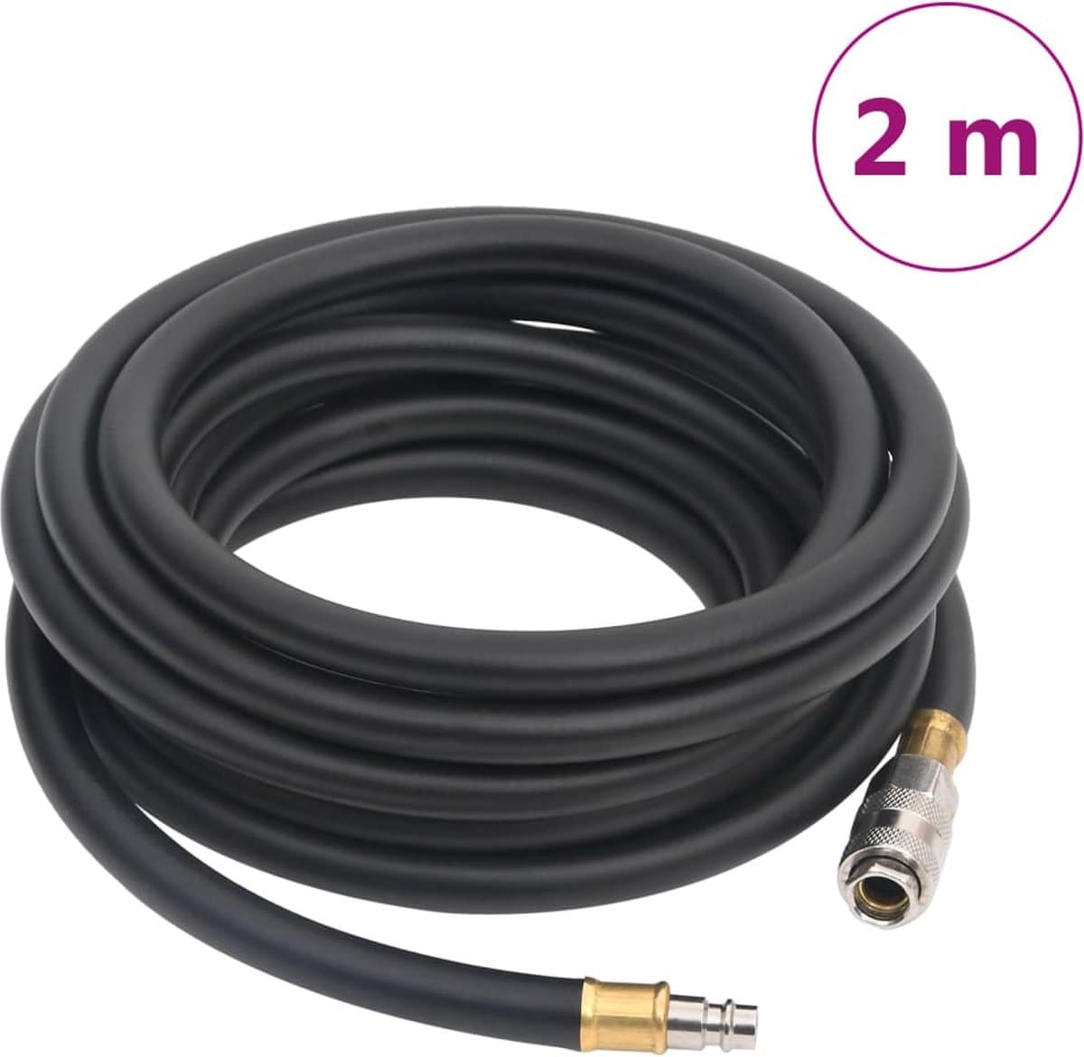 vidaXL - Luchtslang - hybride - 0,6'' - 2 - m - rubber - en - pvc - zwart — afbeelding 1