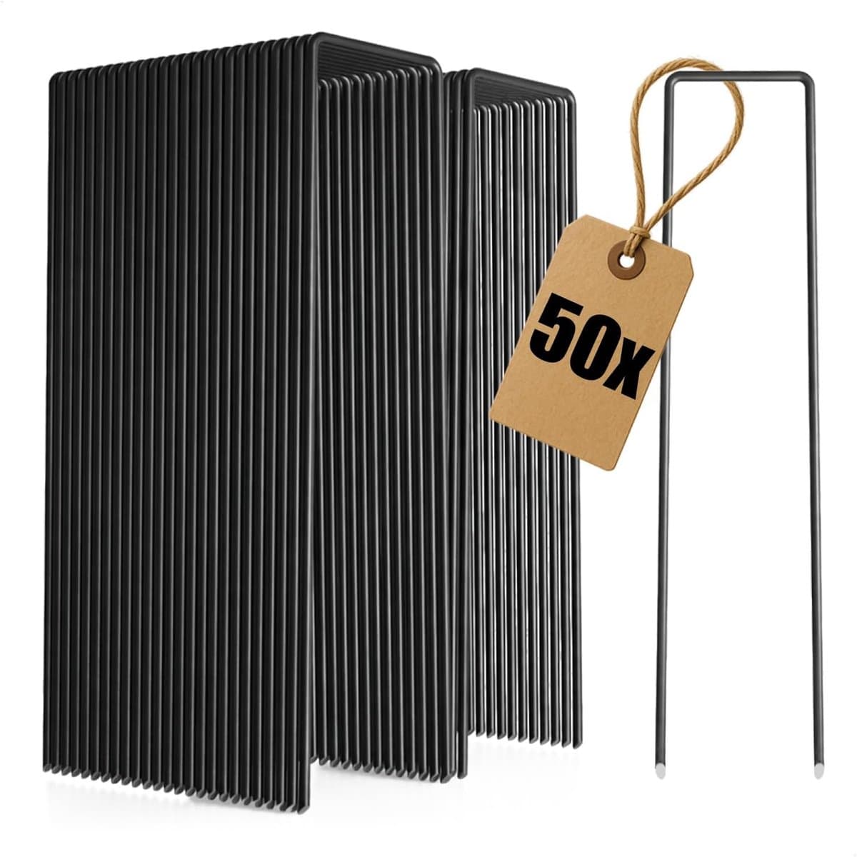 SnelShoppen - 50 Carbon Stalen Grondankers - Robuuste Grondpennen voor het Bevestigen van Onkruiddoek en Folies - Ideaal voor Tuin en Camping - Vierka — afbeelding 1