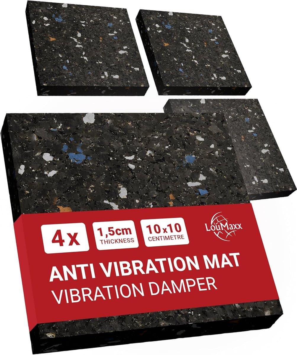 SnelShoppen - Non-slip mat set van 4 - 10cm x 10cm rubber mat - 1.5cm dikke anti-vibratie mat voor wasmachine, droger, koelkast, en meer - Geluidsisol — afbeelding 1