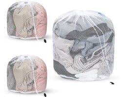 Dailygoods - Waszakken voor wasgoed, 3 stuks, waszak van netstof met trekkoord voor sokken, beha's, kleding, jassen (30 x 40 cm, 50 x 60 cm)