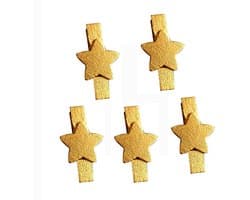 Dailygoods - 50 stuks mini-houten knijpers voor fotowand, fotoklemmen, decoratie, wasknijpers, hout, klein, kleurrijk, met kerstboom, ster en hart, voor doe-het-zelf foto's, bruiloft, cadeau, handwerk, decoratie