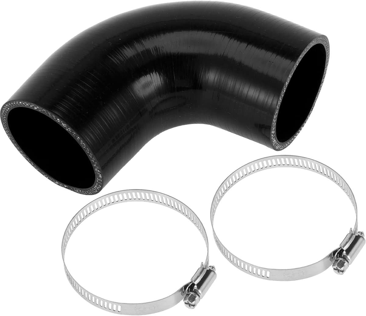 SnelShoppen - 60mm Siliconen Slang 90° met Klemmen - Universele Koel Slang voor Auto - Zwart - 90mm Lengte - Hoge Temperatuur Weerstand — afbeelding 1