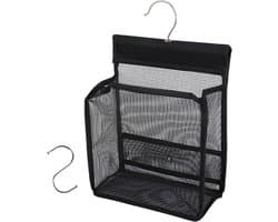 Opbergtas voor Wasknijpers - Zwart - 24 x 20 x 24 cm - Ademend Mesh met Haken - Voor Kleding en Ondergoed