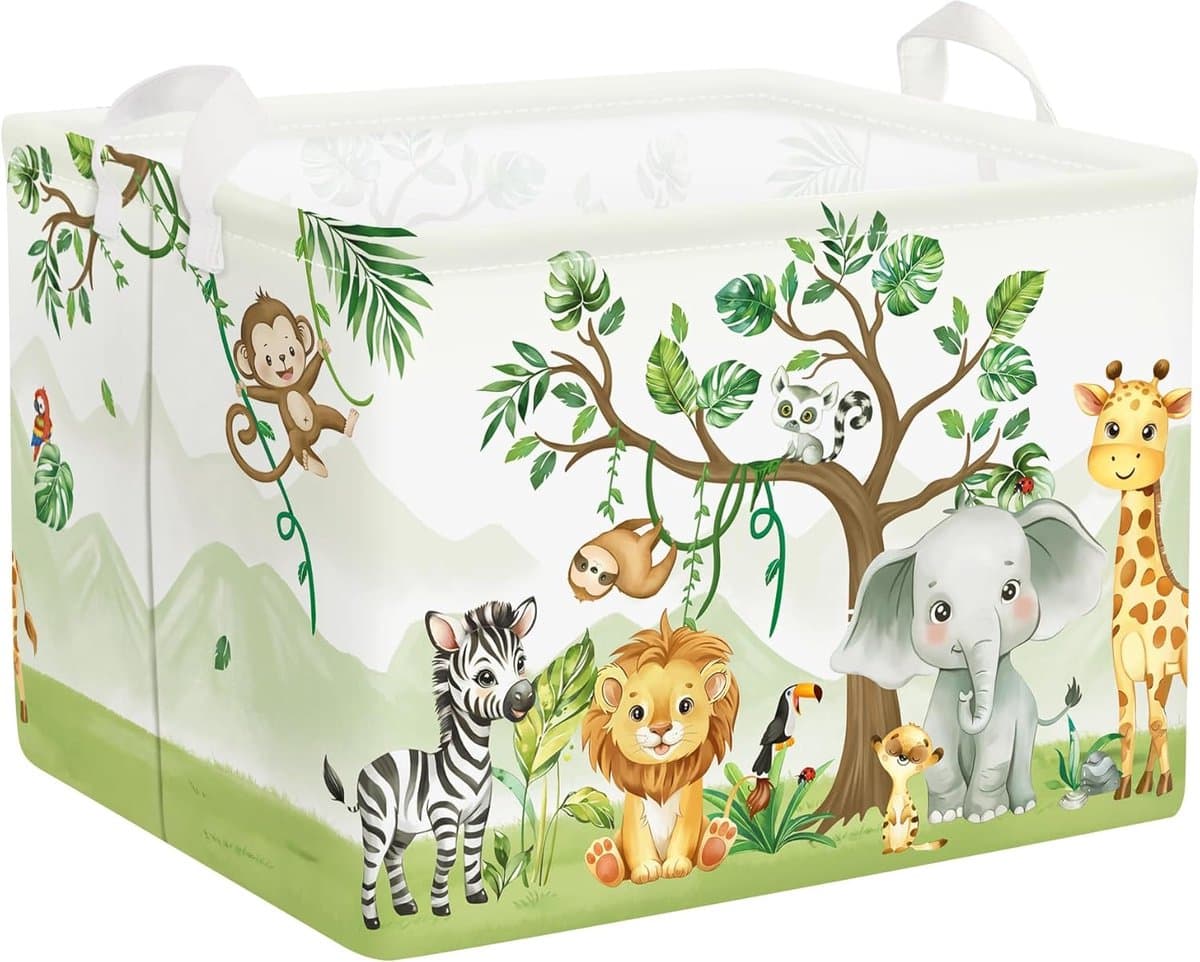 SnelShoppen - Schattige wasmand 36L met olifant design, waterdicht polyester, opbergmand voor kleding en speelgoed, ideaal voor kinderen, studenten en — afbeelding 1