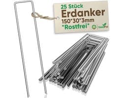 SnelShoppen - 25x Galvanised Ground Anchors - Anti-Roest Peggen 150mm - Duurzaam en Corrosiebestendig voor Camping, Tuin en Outdoor Gebruik