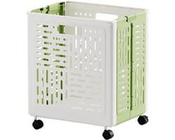 Vouwbare wasmand met wielen, 50 liter, ideaal voor wasruimte, slaapkamer of buitengebruik, gemakkelijk op te bergen en te vervoeren