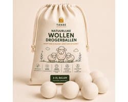 Drogerballen XL - 6 Stuks - 100% Nieuw-Zeelandse Schapenwol - Herbruikbare Wasdrogerballen - Natuurlijk Alternatief voor Wasverzachter - Helpt Droogtijd te Verkorten & Energie te Besparen - Inclusief Gratis Kokos Geurolie - Wit