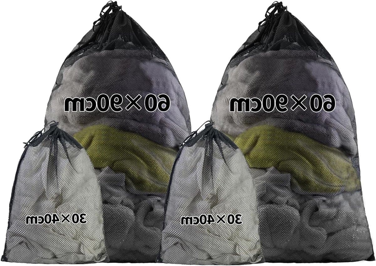 Grote Waszakken met Trekkoord: 4 Stuks voor Kleding, Dekbedhoezen, Reizen en Speelgoed (30x40/60x90cm) — afbeelding 1